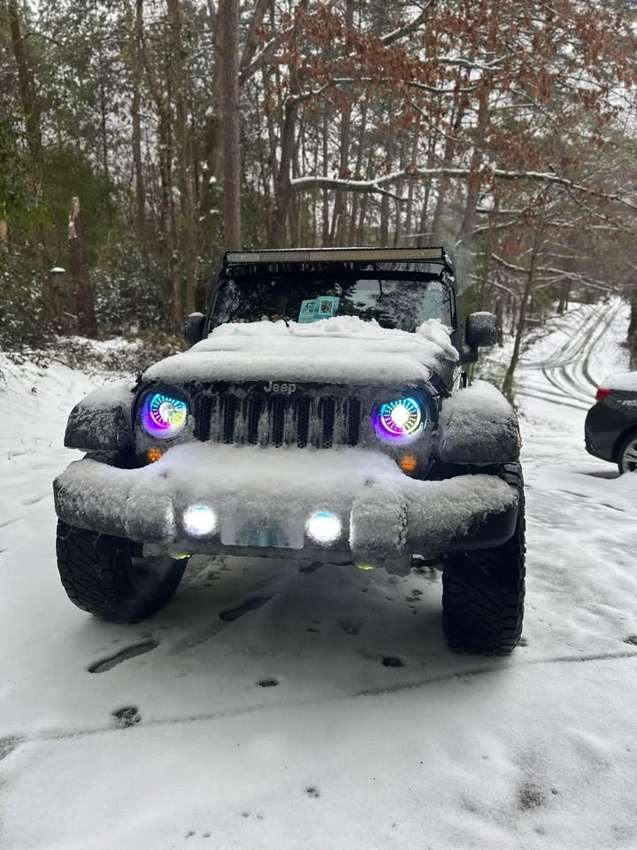 J1 RGB+IC 7″ LED Headlights with Fog Lights Assembly, Multi-color Chasing, DOT Approved For 1997-2018 Jeep Wrangler TJ JK Chevy Ford GMC