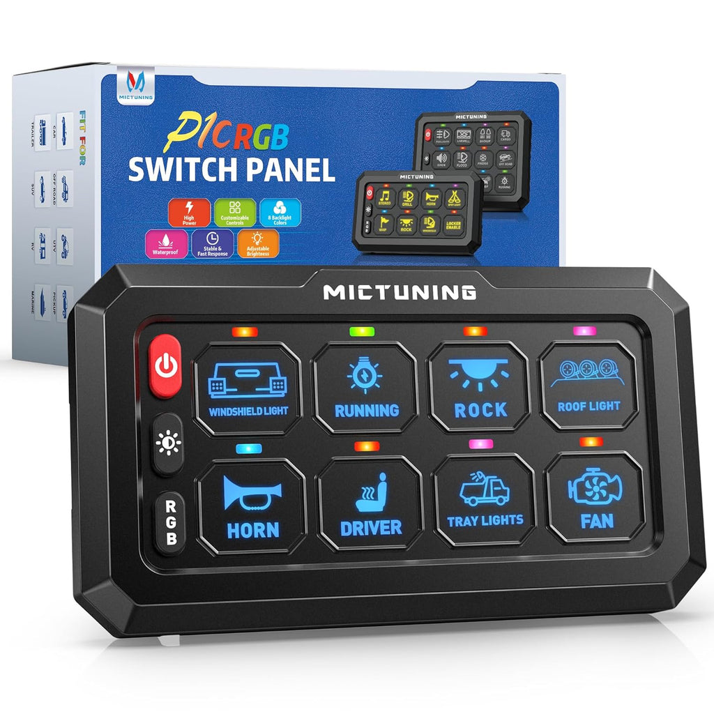 MICTUNING P1C RGB Switch Panel 8/12 Gang, IP67 Waterproof 4 Control ...