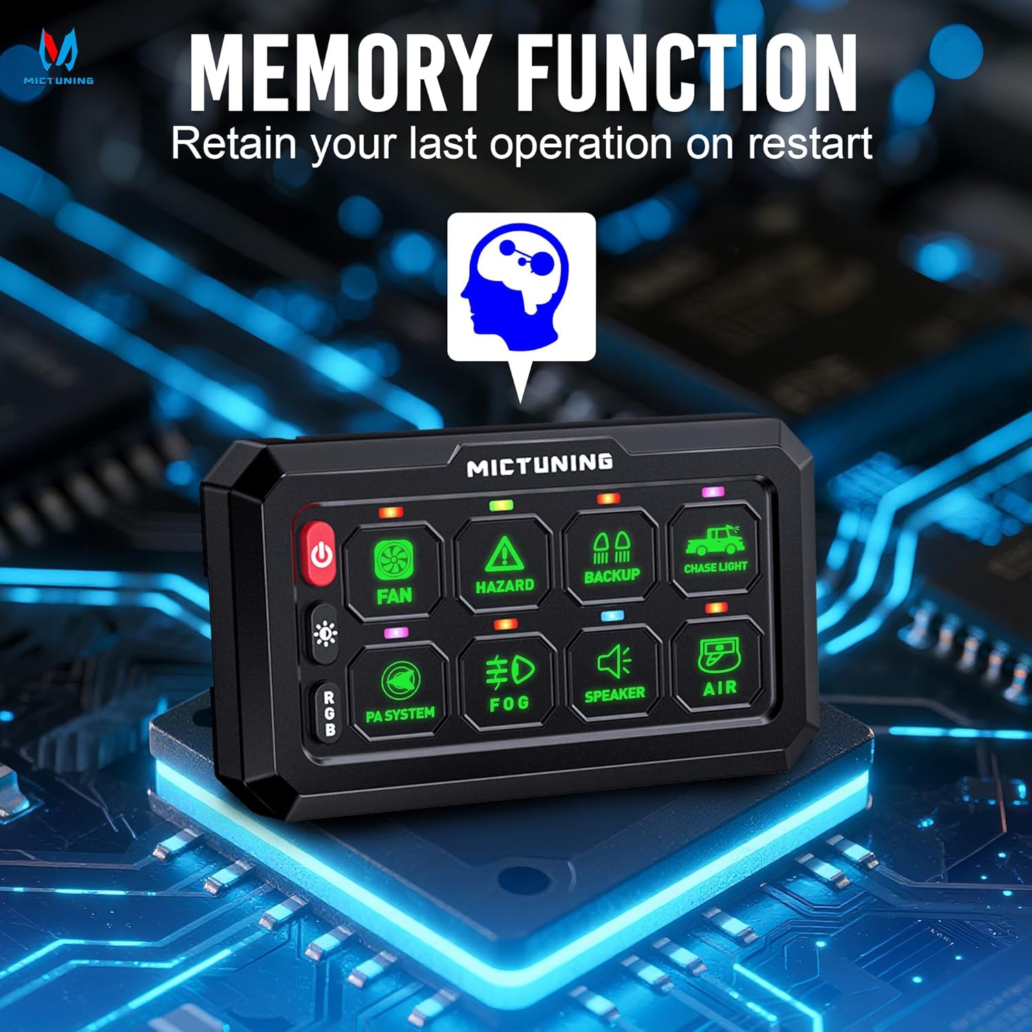 NEW P1C RGB Switch Panel 8/12 Gang, IP67 Waterproof 4 Control Modes LED Control Panel Box Electronic Relay System Switch Box Universal