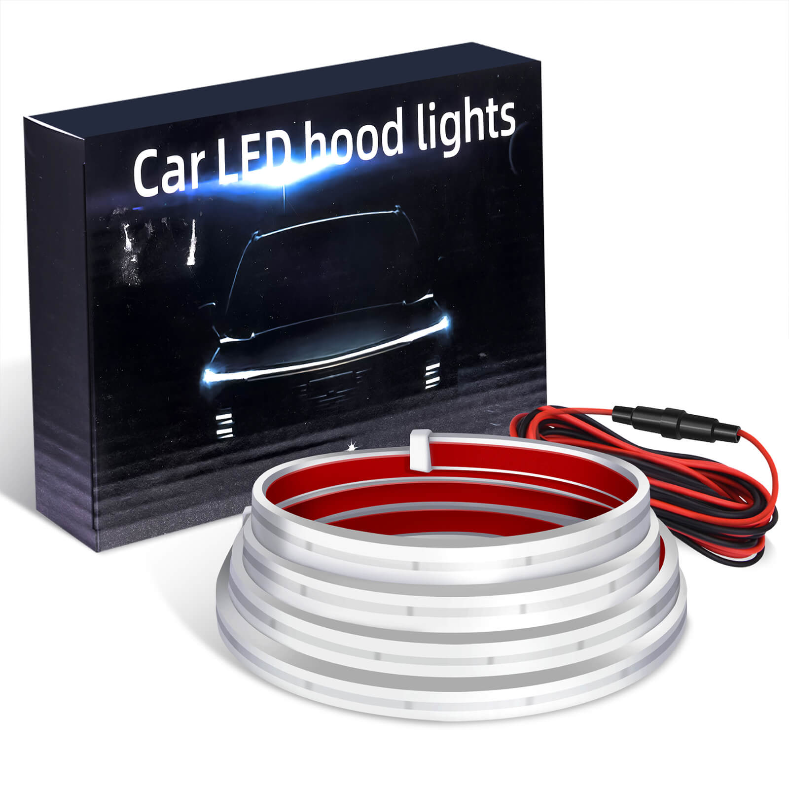 MICTUNING White Car Hood Light Strip 71 Inches Flexible Exterior