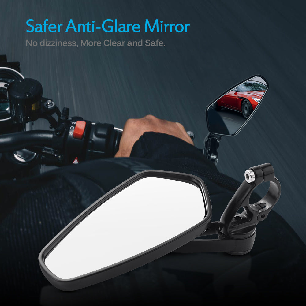 3 Inch Rectangle Motorcycle Mirrors Bar End Side Mirror Bundle