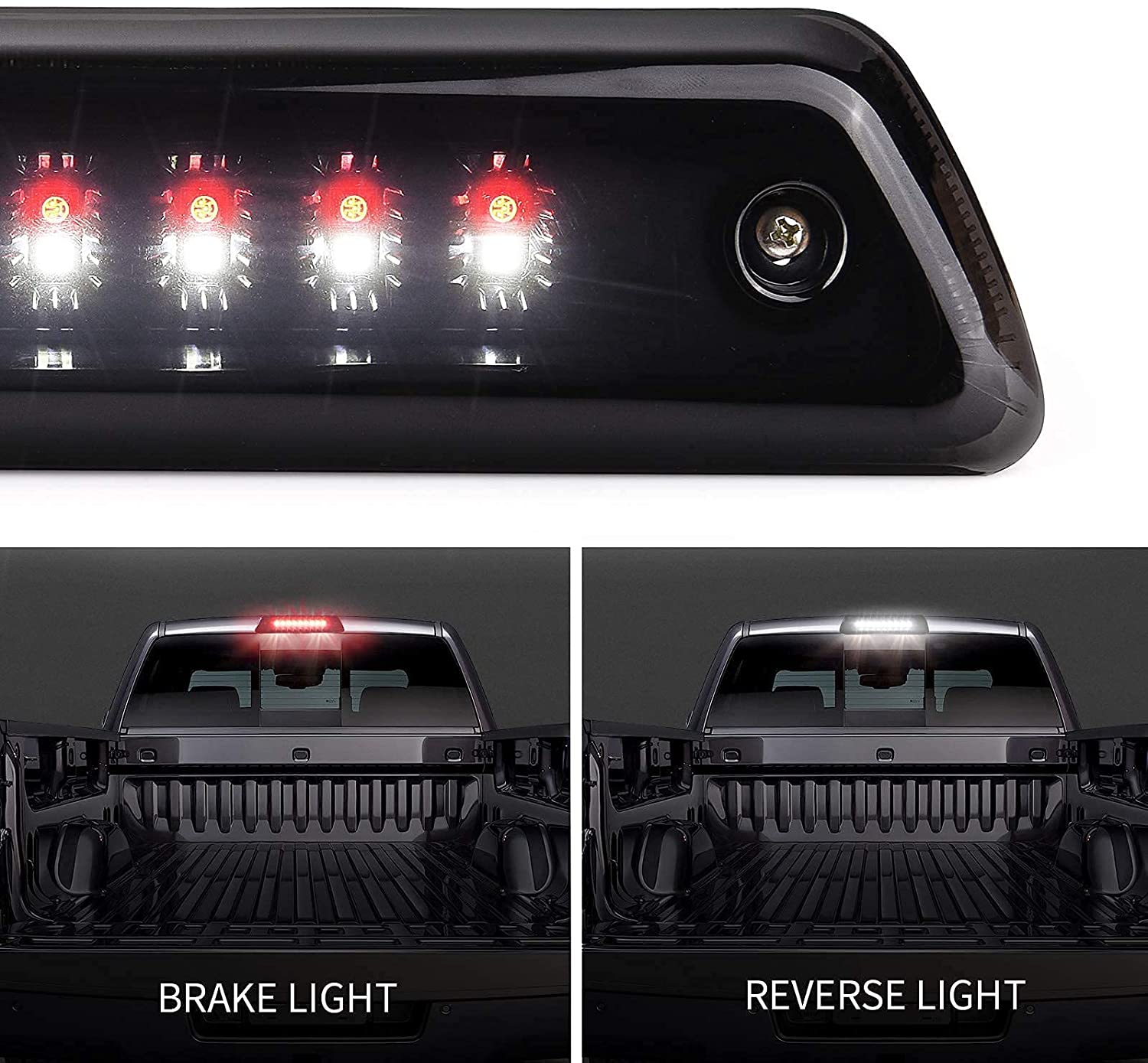 Red/White 3rd LED Brake/Reverse Light High Mount Rear Cab Cargo Lamp C