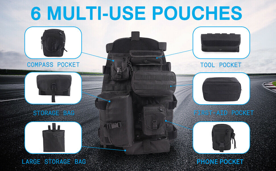 Universal Front Seat Cover Storage Bags - Muti-Compartments Holder Pockets Molle Pouches Stuff Organizer Compatible for Jep Wrangler JK JL