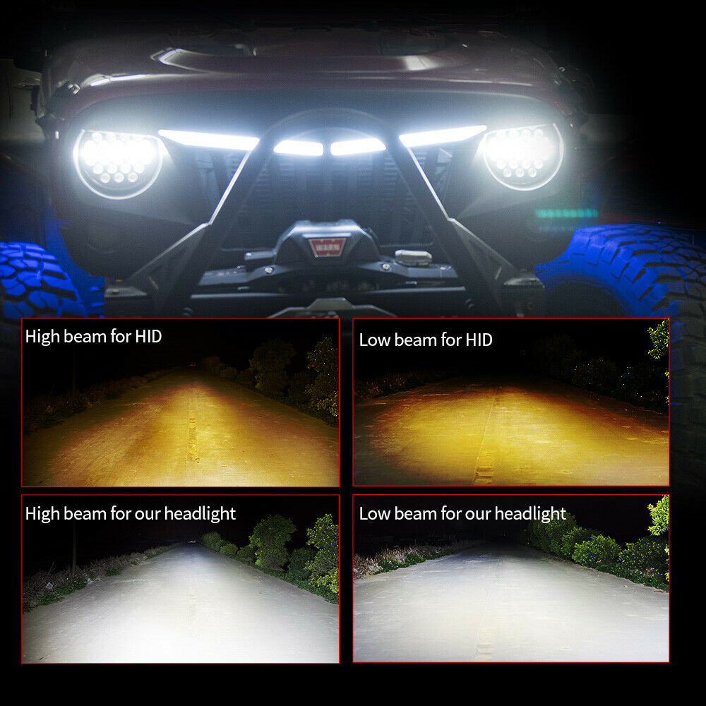 80W LED Headlight DRL Daytime Running Light High Low Beam 7 Inch 2pcs