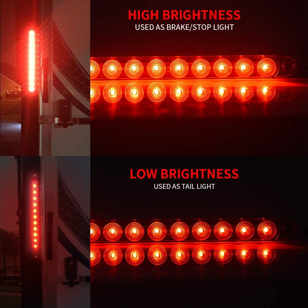 2Pcs 16'' 11x LEDs Red Trailer Marker Light Bar - Waterproof Sealed Park Turn Signal Tail Brake Stop Light for Truck Trailer