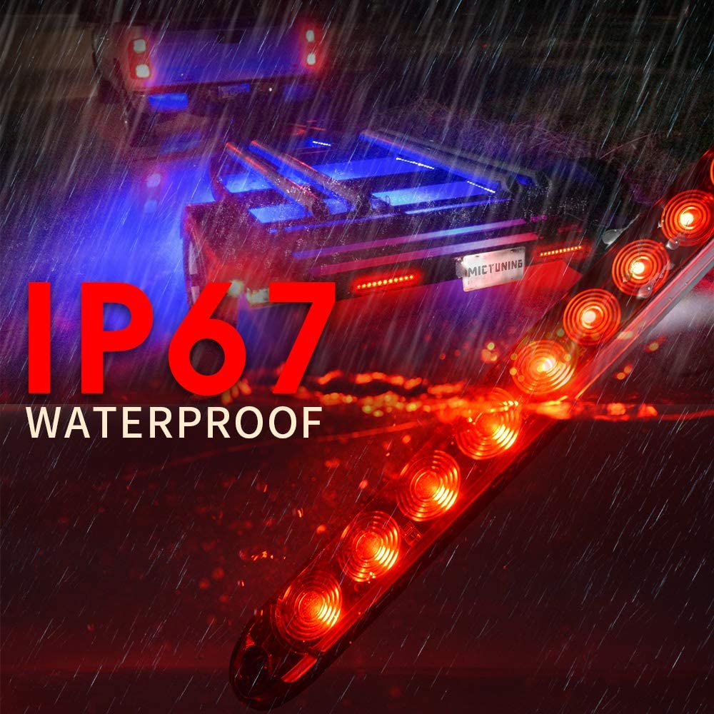 2Pcs 16'' 11x LEDs Red Trailer Marker Light Bar - Waterproof Sealed Park Turn Signal Tail Brake Stop Light for Truck Trailer