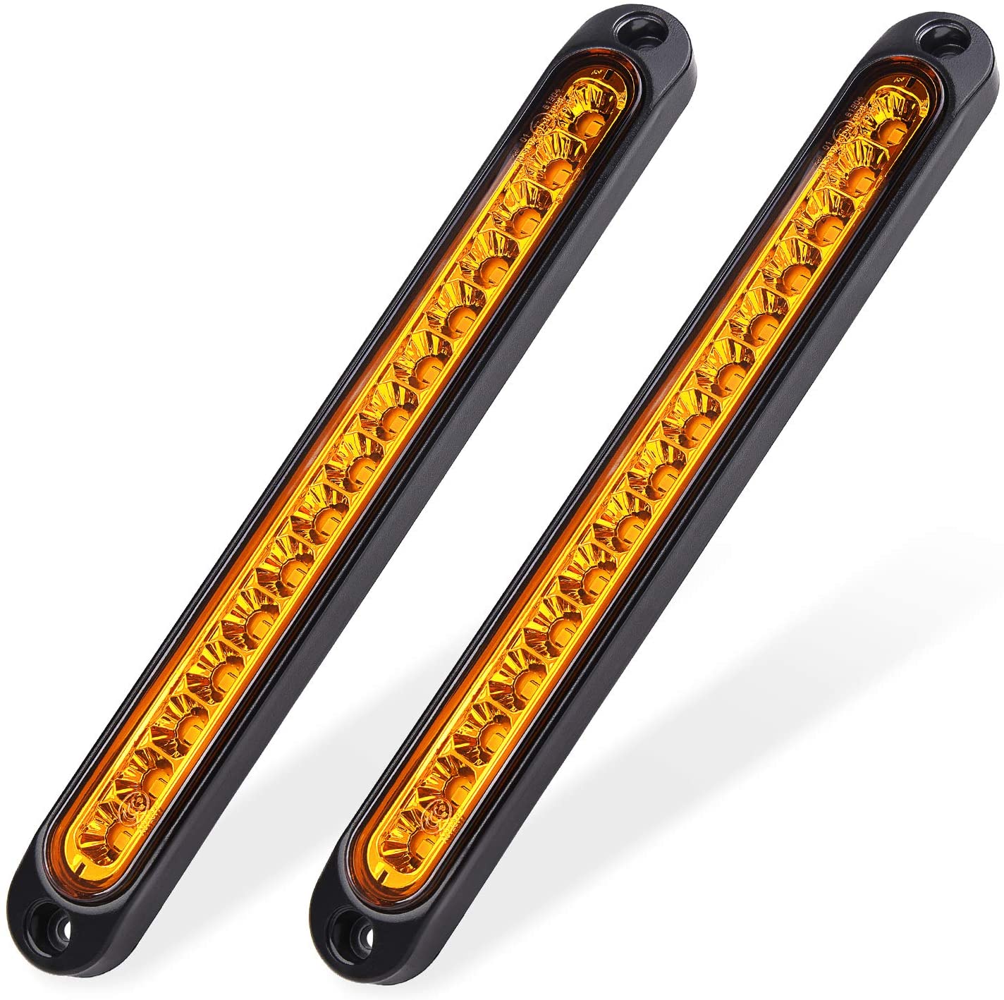 2Pcs 10'' 15x LEDs Trailer Identification Light Bar Strip, Truck Rear Marker Turn Signal Light, Tail Clearance Light