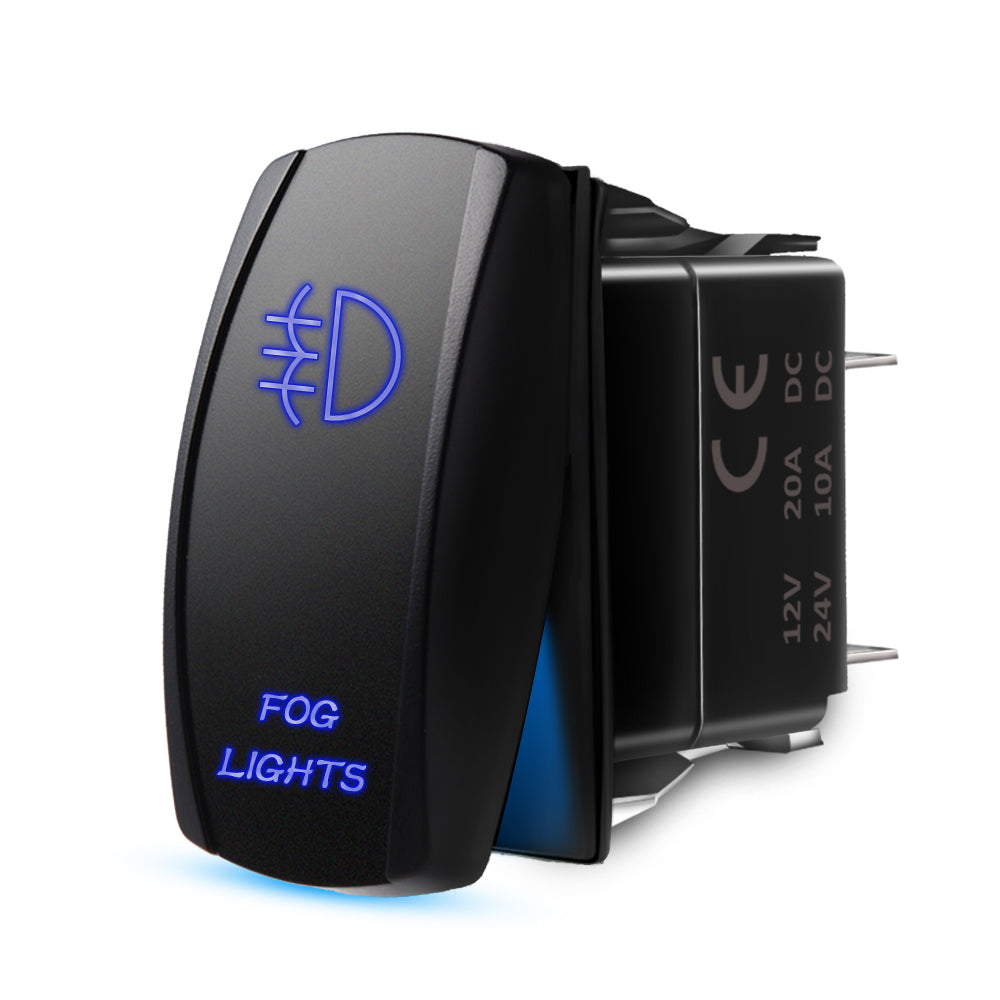 5 Pin Fog light Blue Lights Rocker Switch, On-Off LED Light, 20A 12V Universal