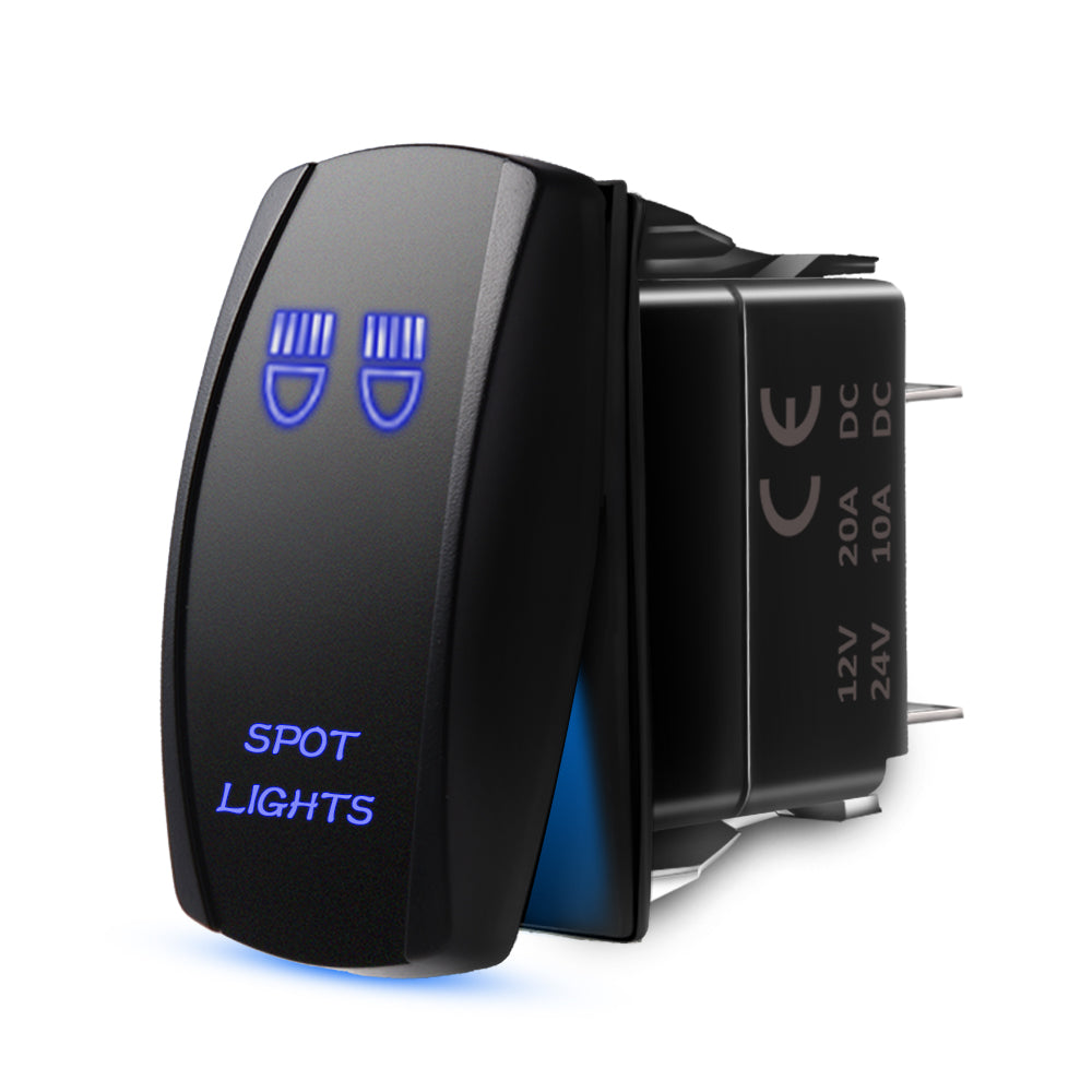5 Pin SPOT LIGHT Blue Lights Rocker Switch, On-Off LED Light, 20A 12V
