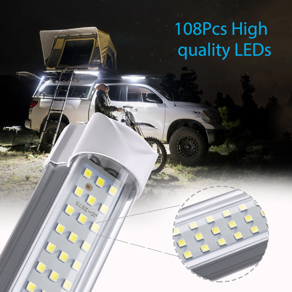 2Pcs 12V Interior Light Bar 6000K White 108 LEDs Universal Light Strip for Van RV Boat Trailer