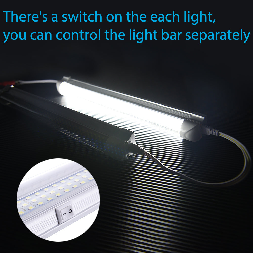 2Pcs 12V Interior Light Bar 6000K White 108 LEDs Universal Light Strip for Van RV Boat Trailer