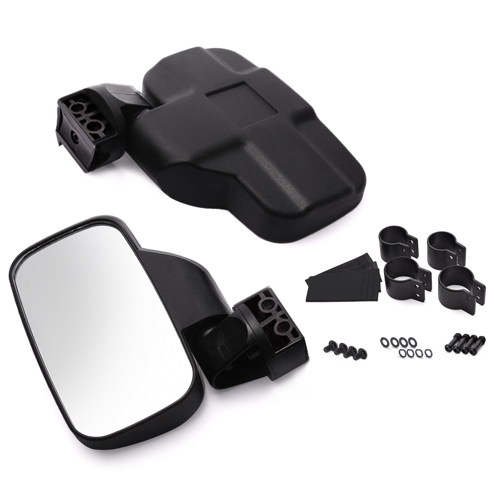 UTV Side View Mirror Set with Shock-proof Rubber Pad for 1.75"-2" Roll Cage Polaris Ranger RZR Can-Am Maverick and more