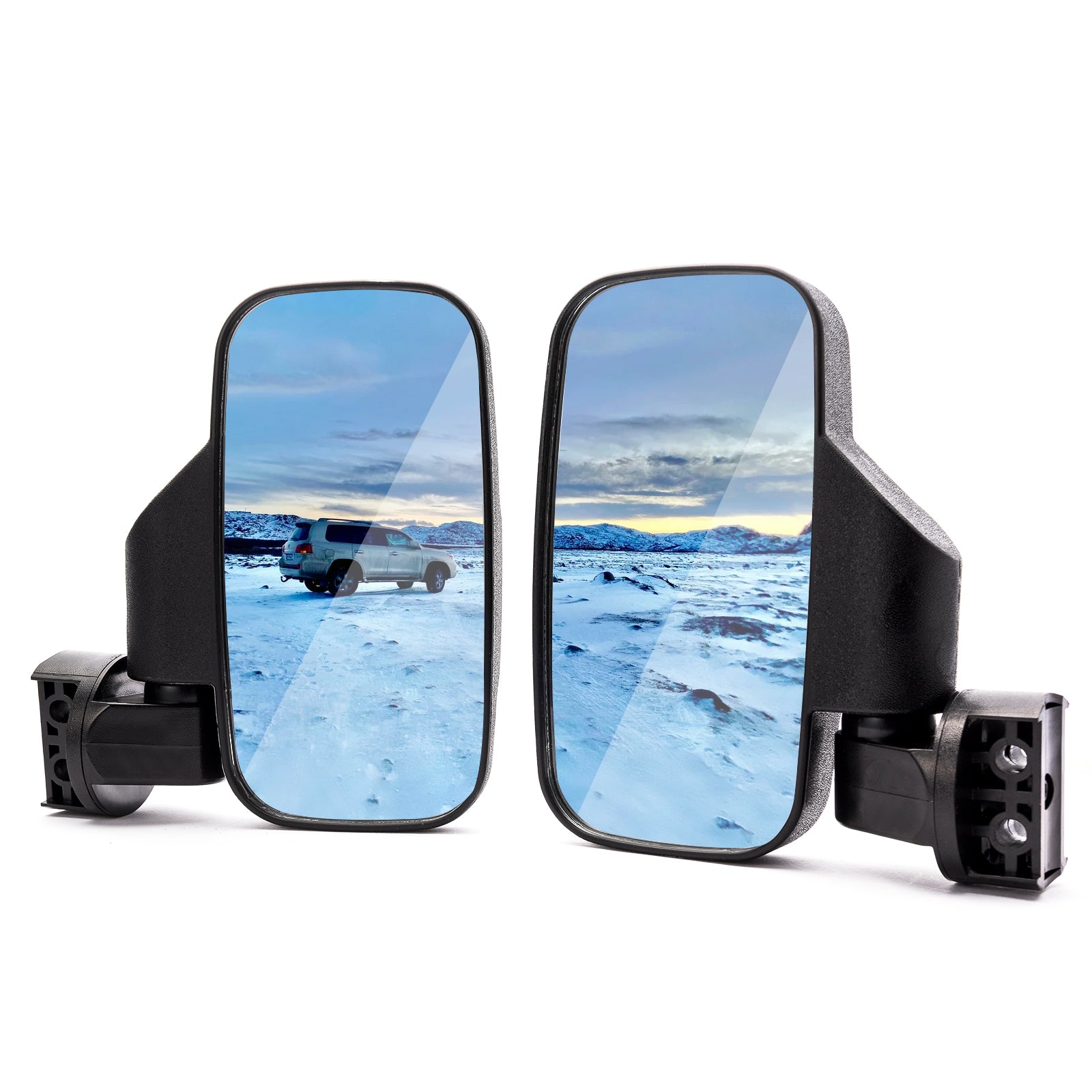 UTV Side View Mirror Set with Shock-proof Rubber Pad for 1.75"-2" Roll Cage Polaris Ranger RZR Can-Am Maverick and more