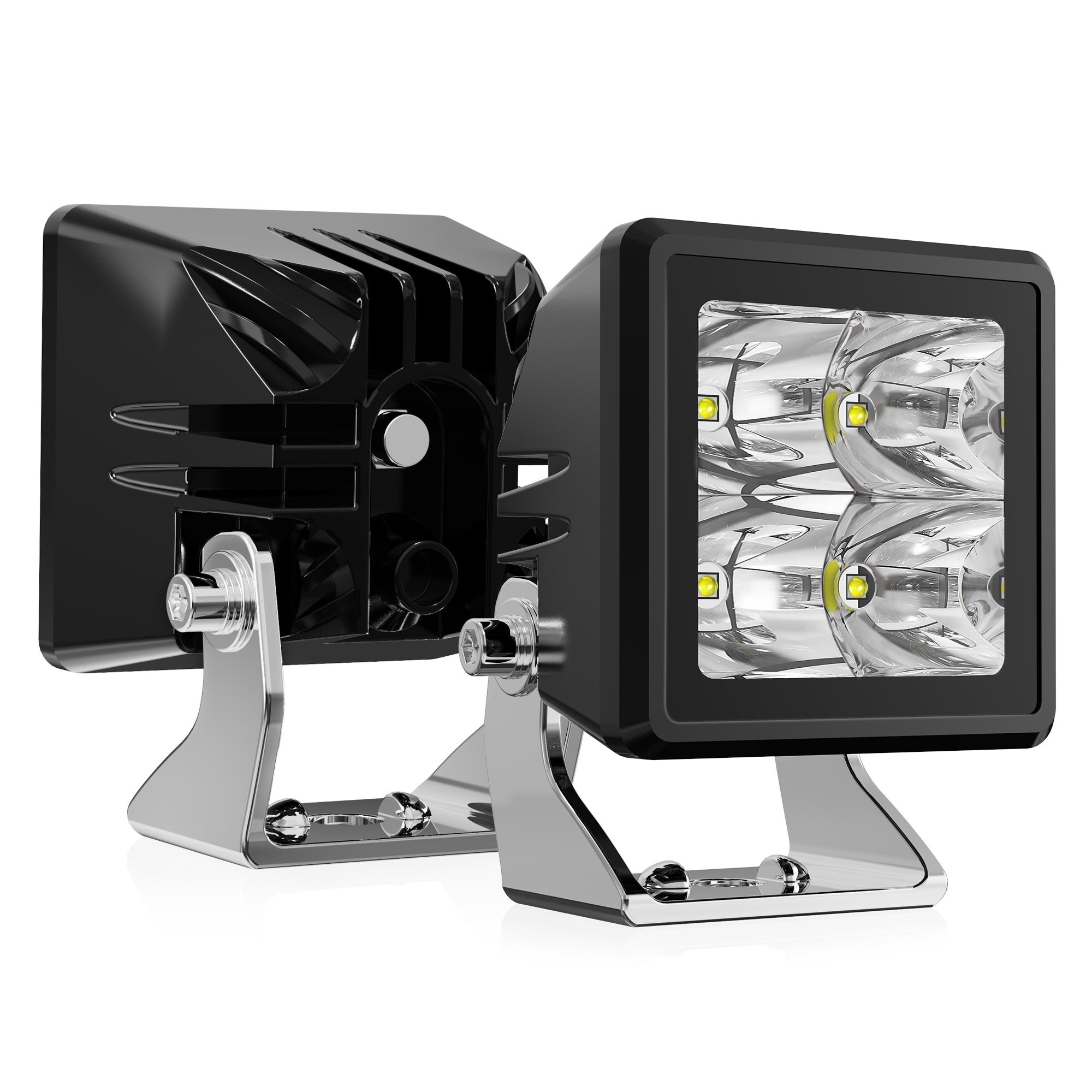 Bezel-Less LED Pods Light, 20W LED Driving Spot Light Fog Light, IP67 Waterproof (2 PCS)
