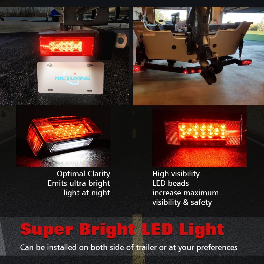 12V LED Trailer Light Kit, Rectangular Low Profile Stop Tail Turn Signal Lights for Trailer Truck RV