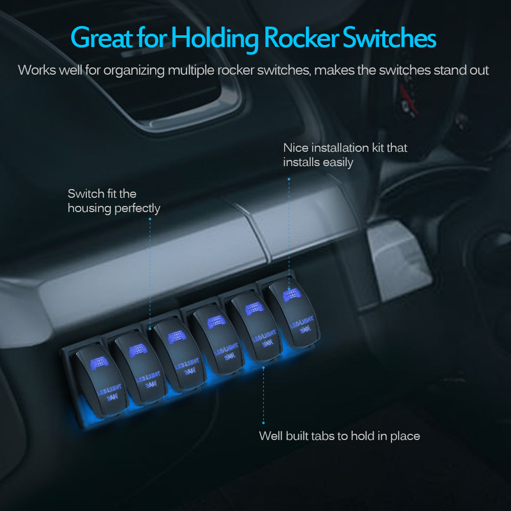 6P Gang Waterproof Laser Rocker Switch Panel Mounting Holder Hosing Case Box Car