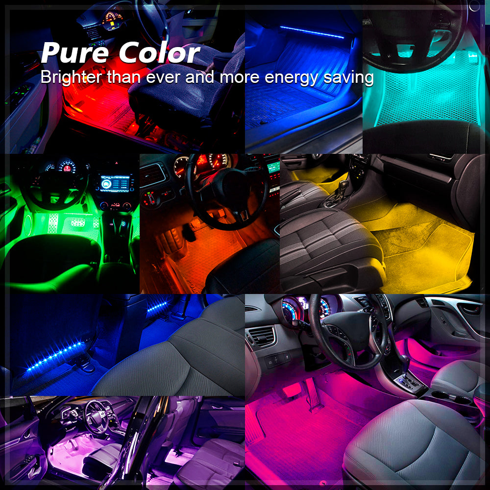 N1 RGB Car Interior Lights 4pcs 48 LEDs Car LED Strip Atmosphere Light