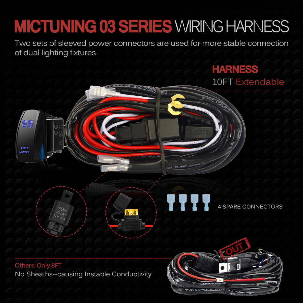 thumbnail image 2 of 2-Way Wiring Harness Kit With 12V 40A Relay & Rocker Switch For LED Light Bars 2 of 3