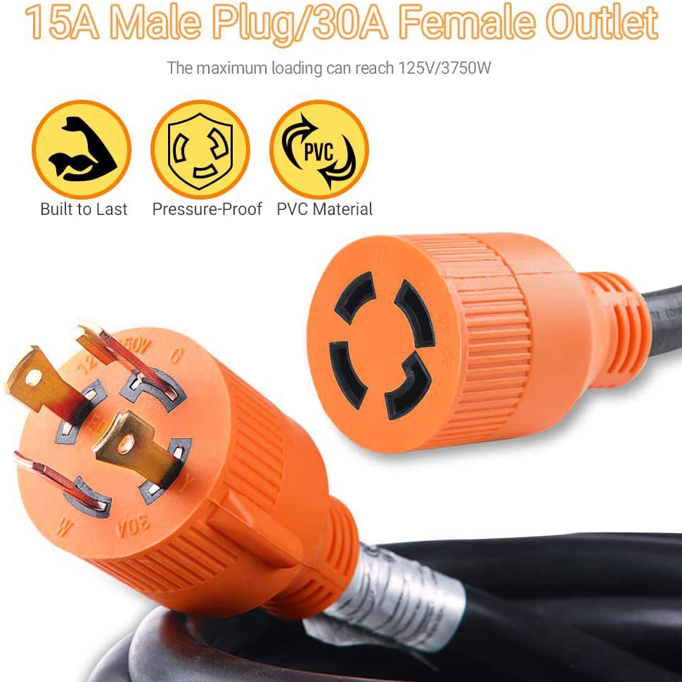 20ft Heavy Duty Generator Cord L14-30 30A 10AWG Gauge Generator Extension Power Cord