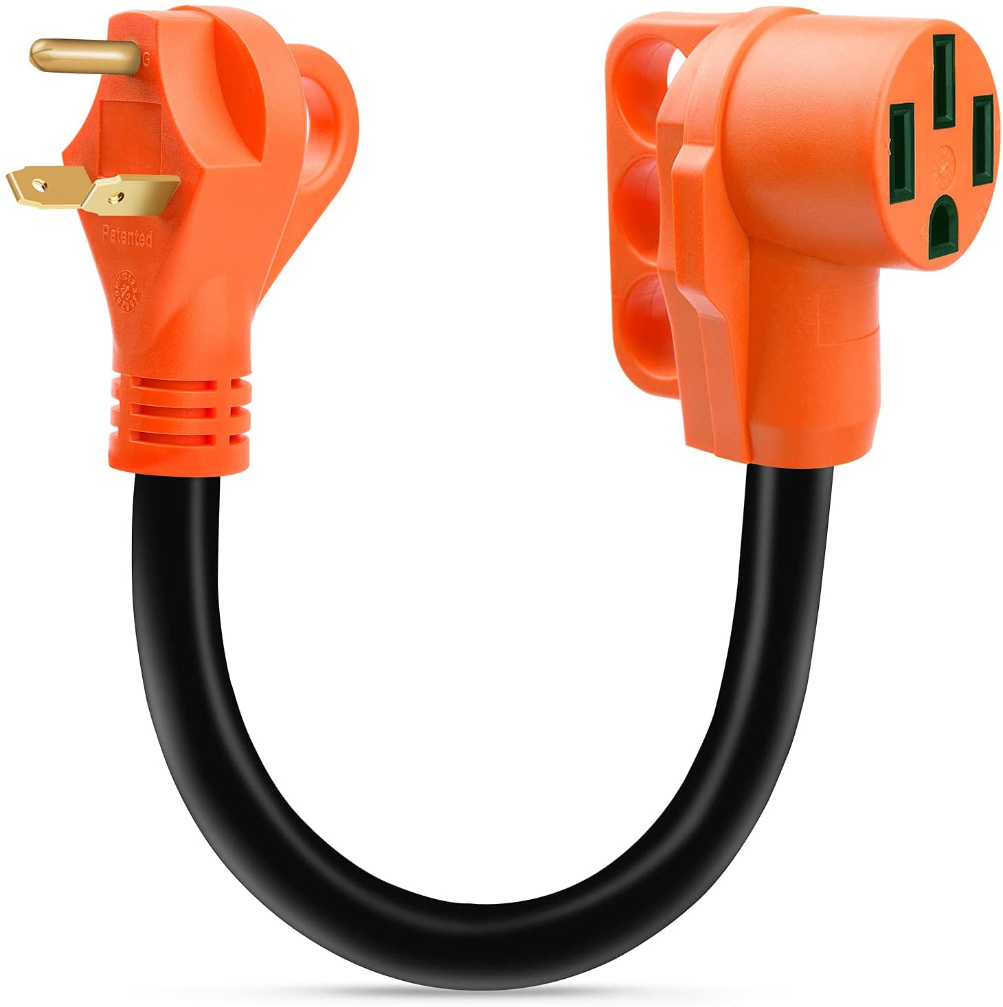18'' 30A Male to 50A Female Heavy Duty Dogbone Electrical Adapter with Handle, 125V 3750W