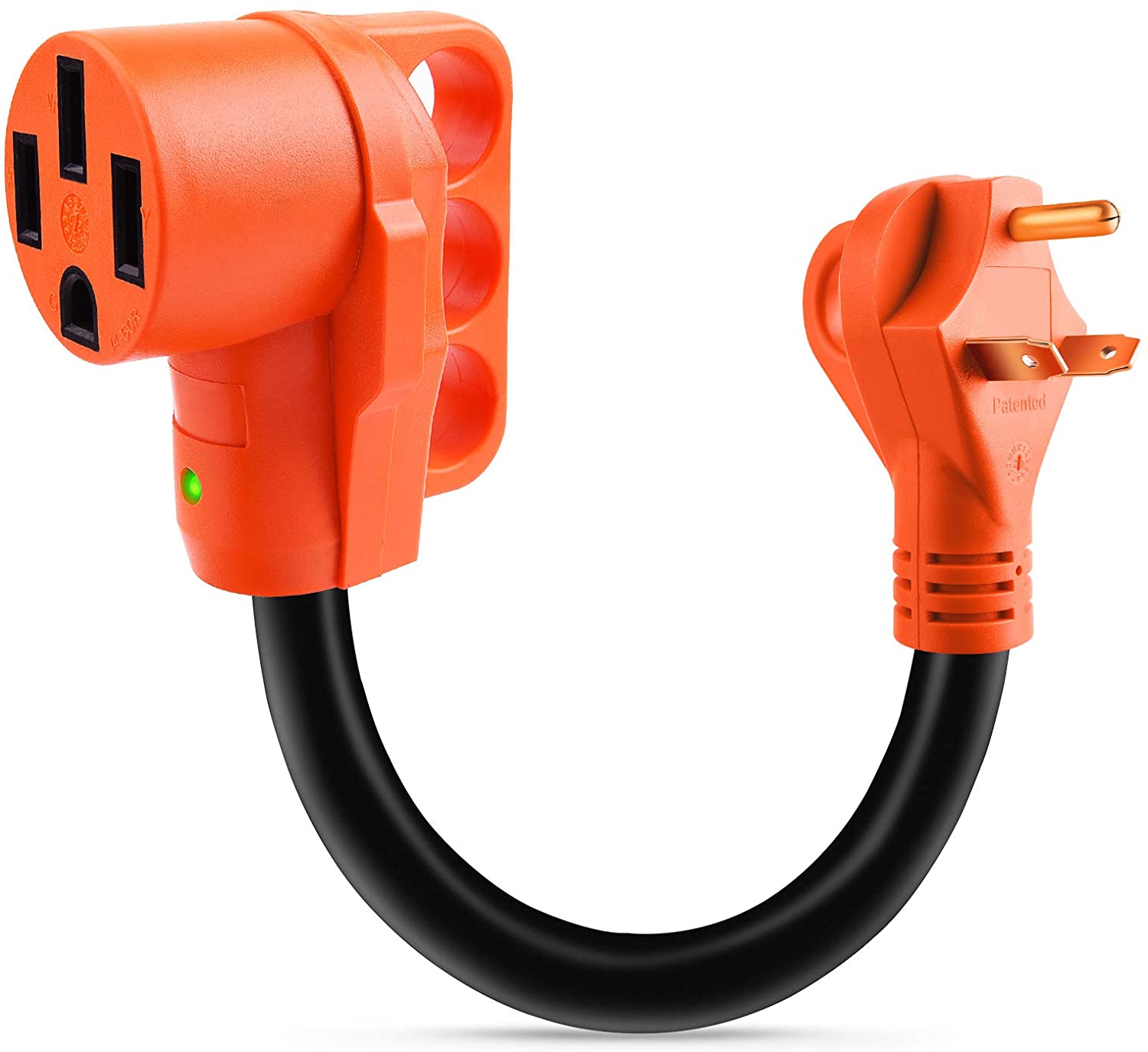 30A Male to 50A Female RV Power Cord Plug Adapter Heavy Duty Electrical Power Adapter with LED Indicator
