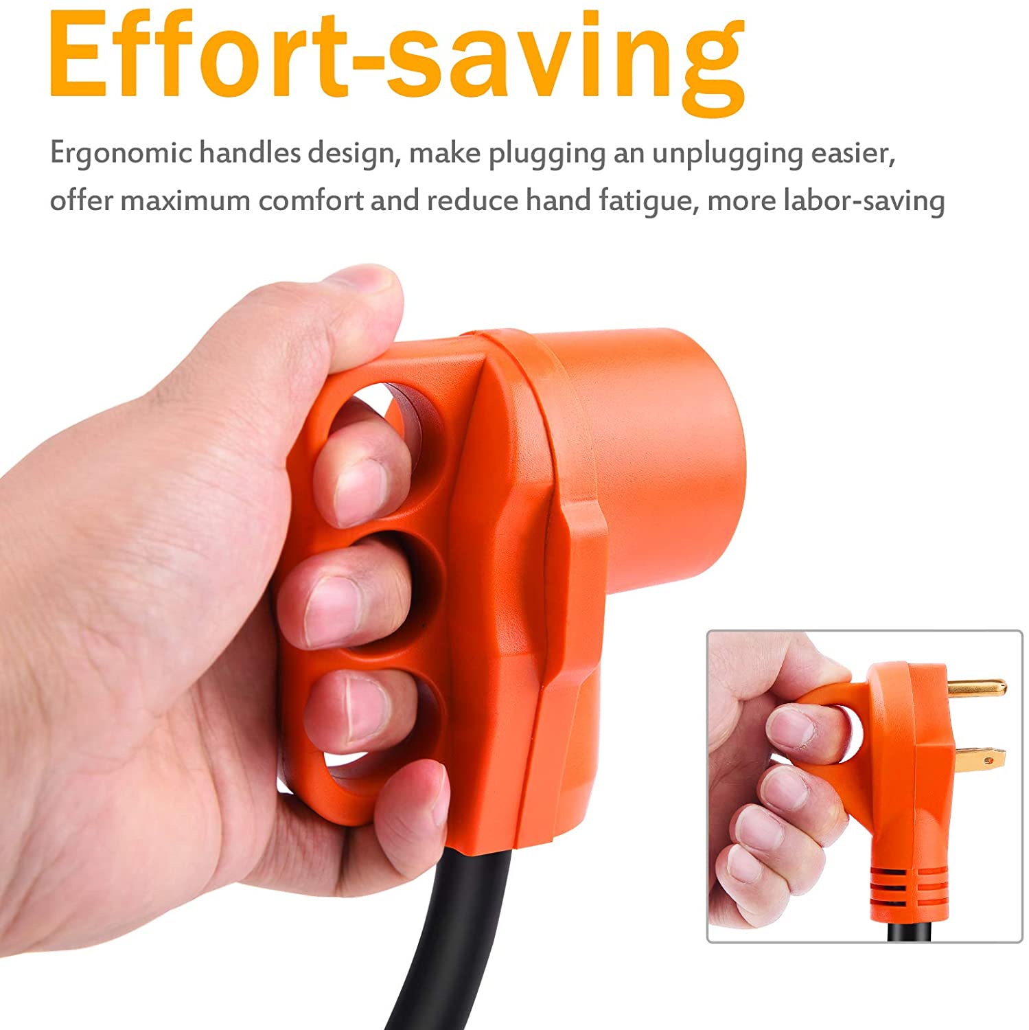 30A Male to 50A Female RV Power Cord Plug Adapter Heavy Duty Electrical Power Adapter with LED Indicator