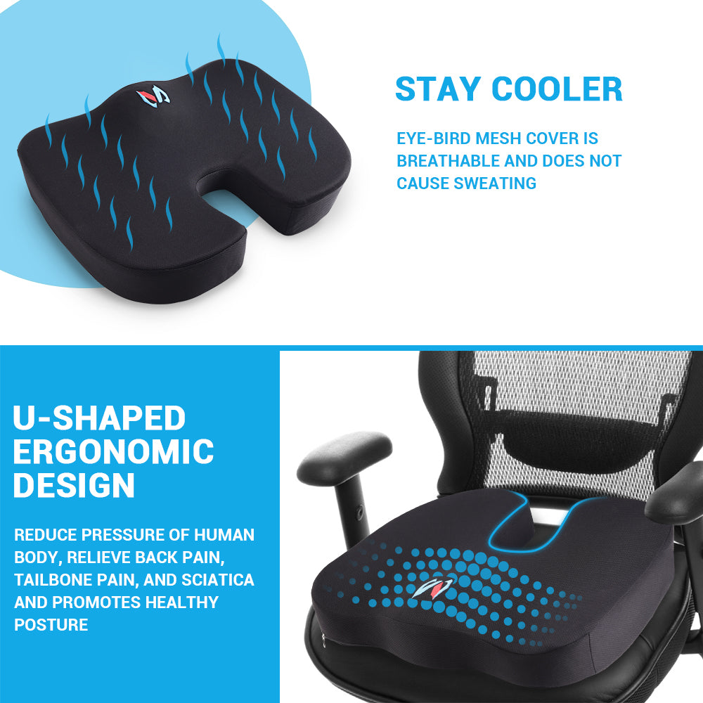 Cooling Gel Seat Cushion - Memory Foam Gel-Enhanced Orthopedic Chair Pad Coccyx Cushion
