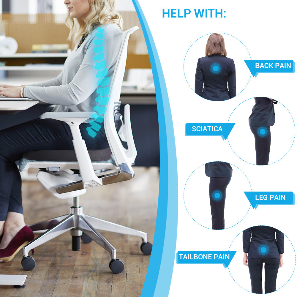 Cooling Gel Seat Cushion - Memory Foam Gel-Enhanced Orthopedic Chair Pad Coccyx Cushion