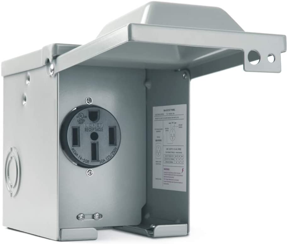 50A 125/250V RV Generator Power Outlet Box, Electrical NEMA 14-50R Receptacle Panel Enclosed Lockable
