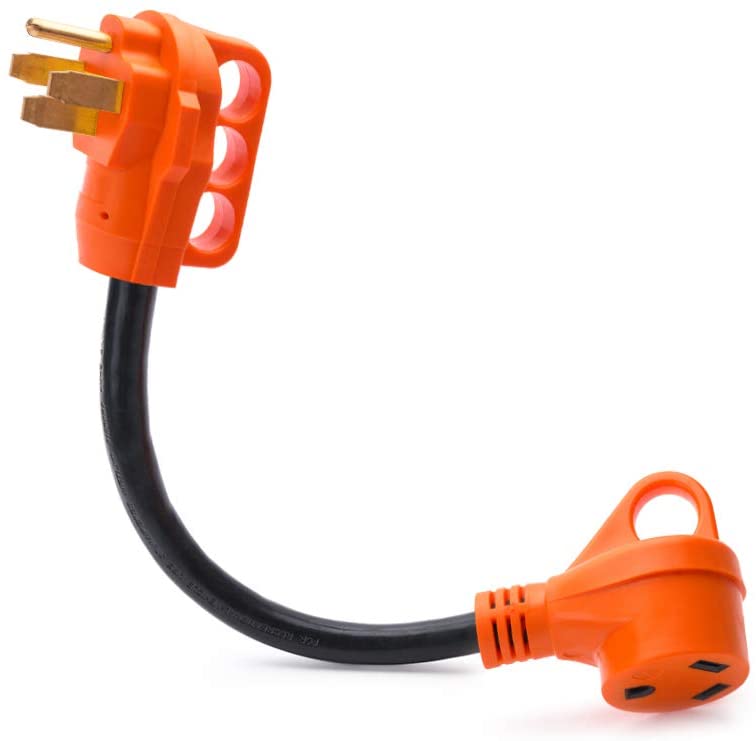 18'' 50A Male to 30A Female Heavy Duty Dogbone Electrical Adapter with Handle, 125V 3750W  Yellow