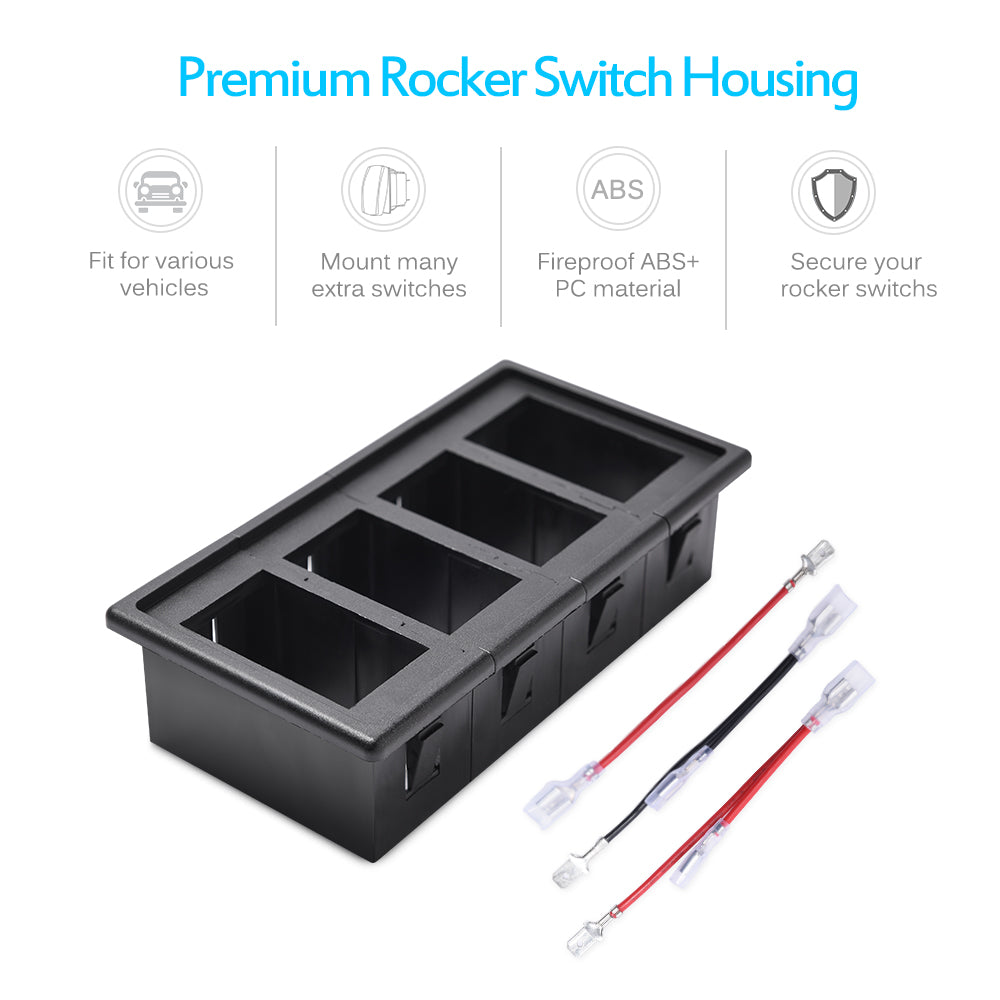 Rocker Switch Panel Holder Housing Kit with Jumper Wire for 5 PIN ON/Off Rocker Switch - Set of 4