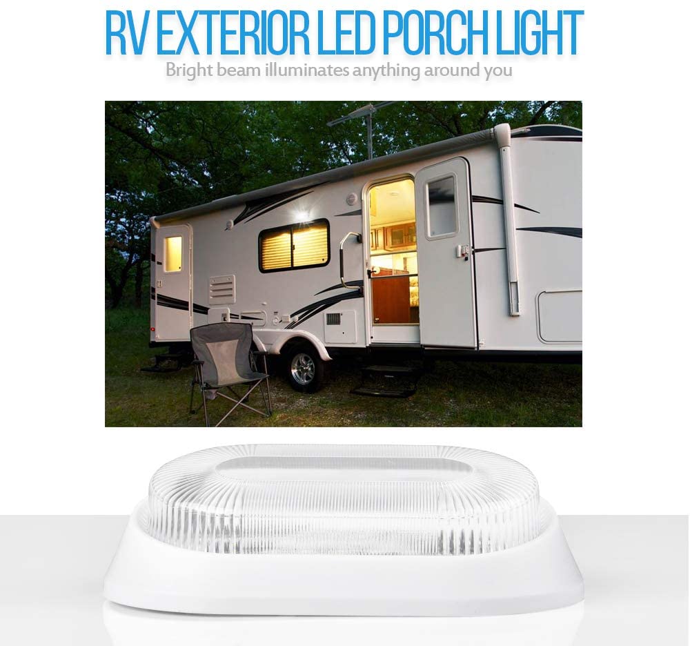 LED RV Exterior Porch Light/Interior Ceiling Dome Light 10-24V 360LM Utility for Trailer Camper Boat Caravan Motorhome Marine