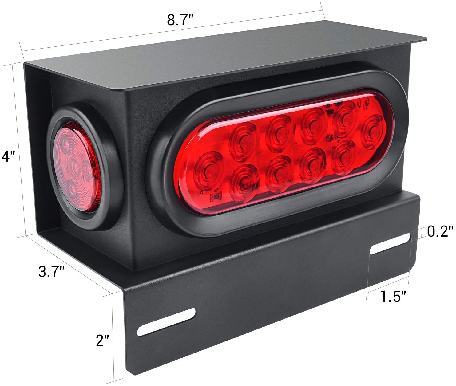 Trailer RV Light Box Housing Kit with 6 in  Oval Red LED Stop Turn Signal Tail Lights
