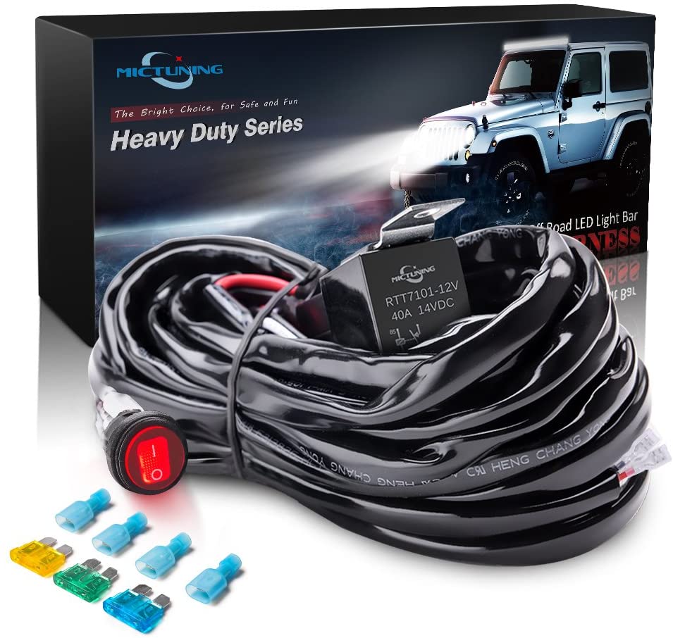 HD 14AWG 300w LED Light Bar Wiring Harness Fuse 40Amp Relay ON-OFF Waterproof Switch(1Lead)