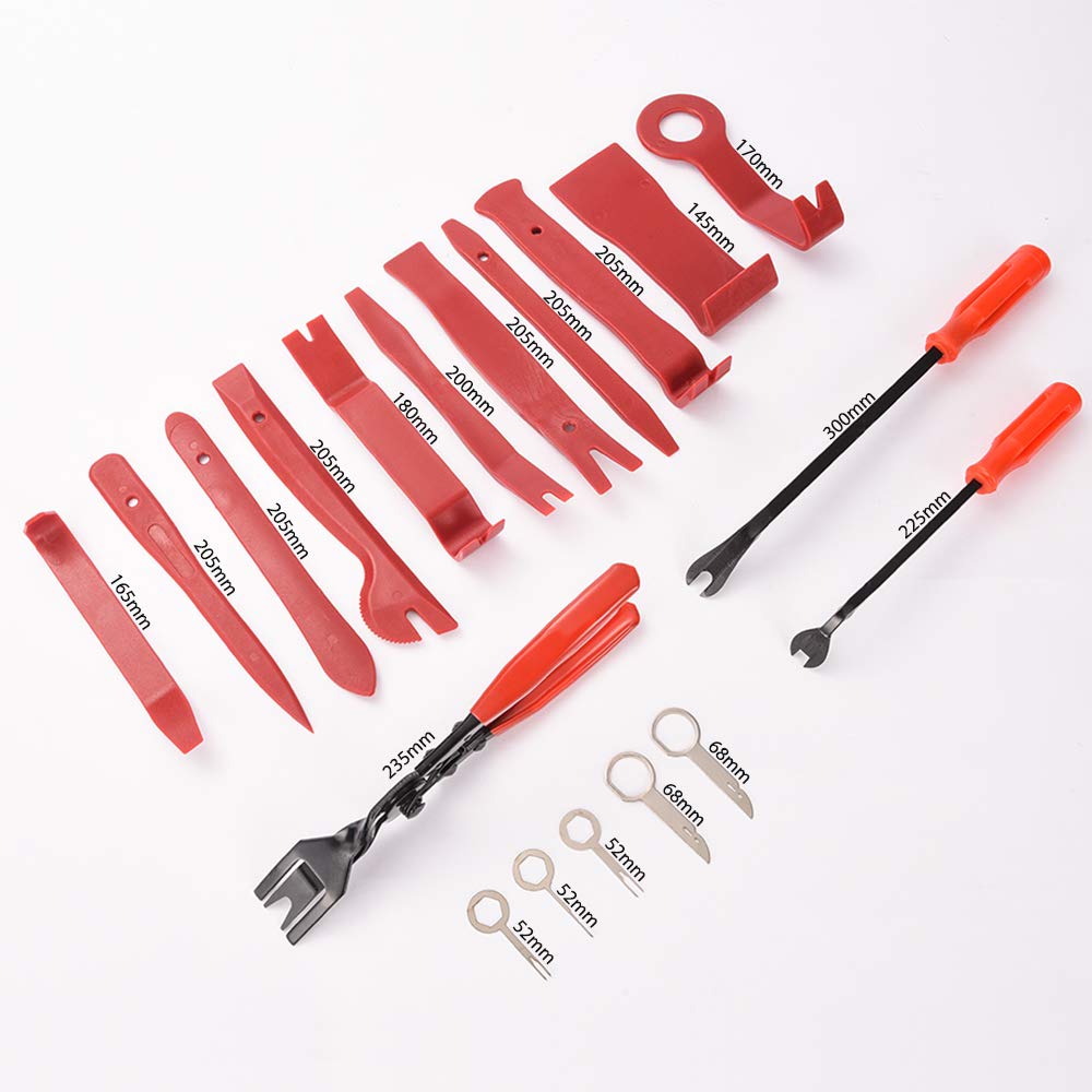 MICTUNING 19pcs Auto Audio Trim Removal Tool Set & Clip Plier Upholstery Fastener Remover Nylon Dash Door Panel Stereo Tool Kits