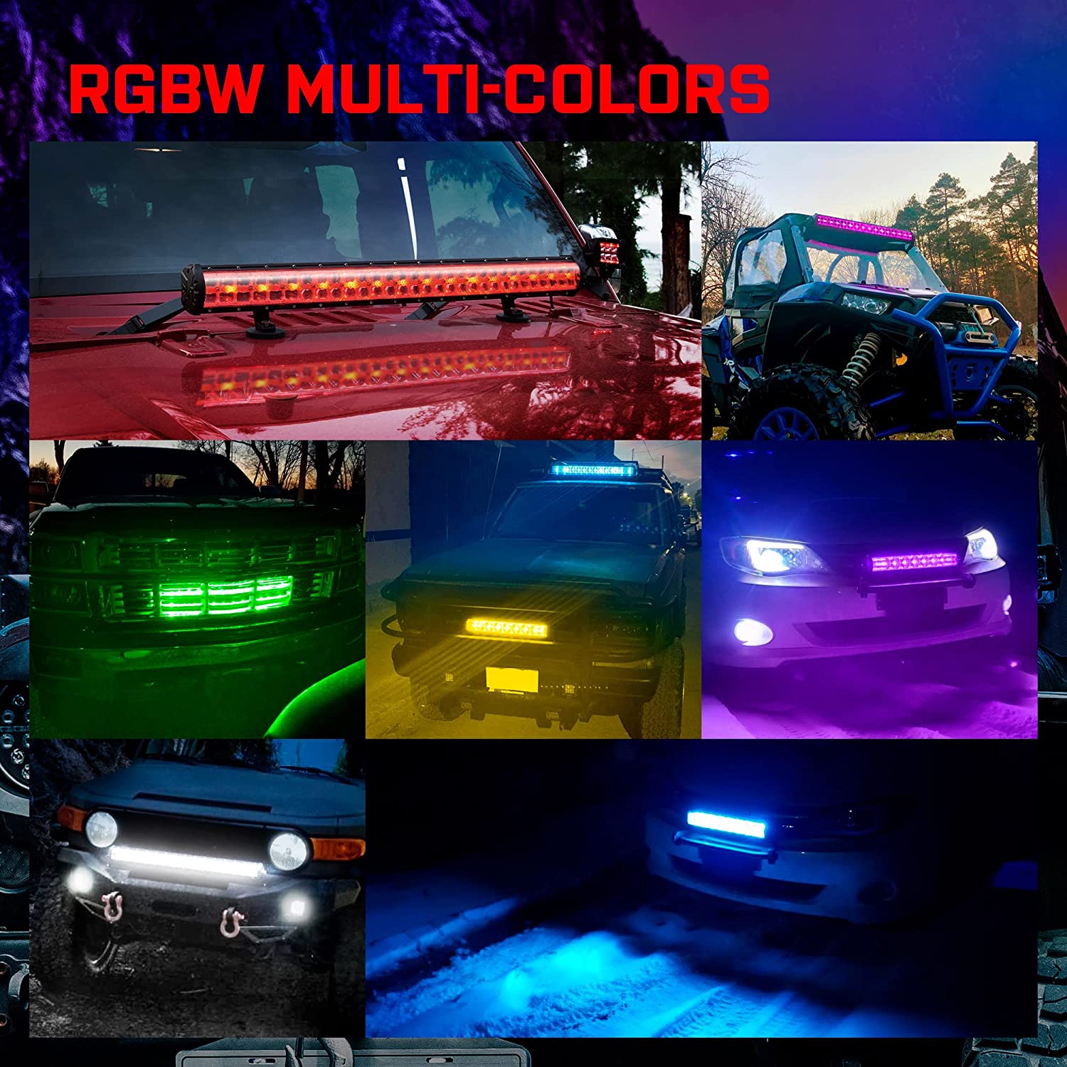 S1 RGBW LED Pods Light with M2 Dual Row 22 Inch 120W RGBW LED Light Bar