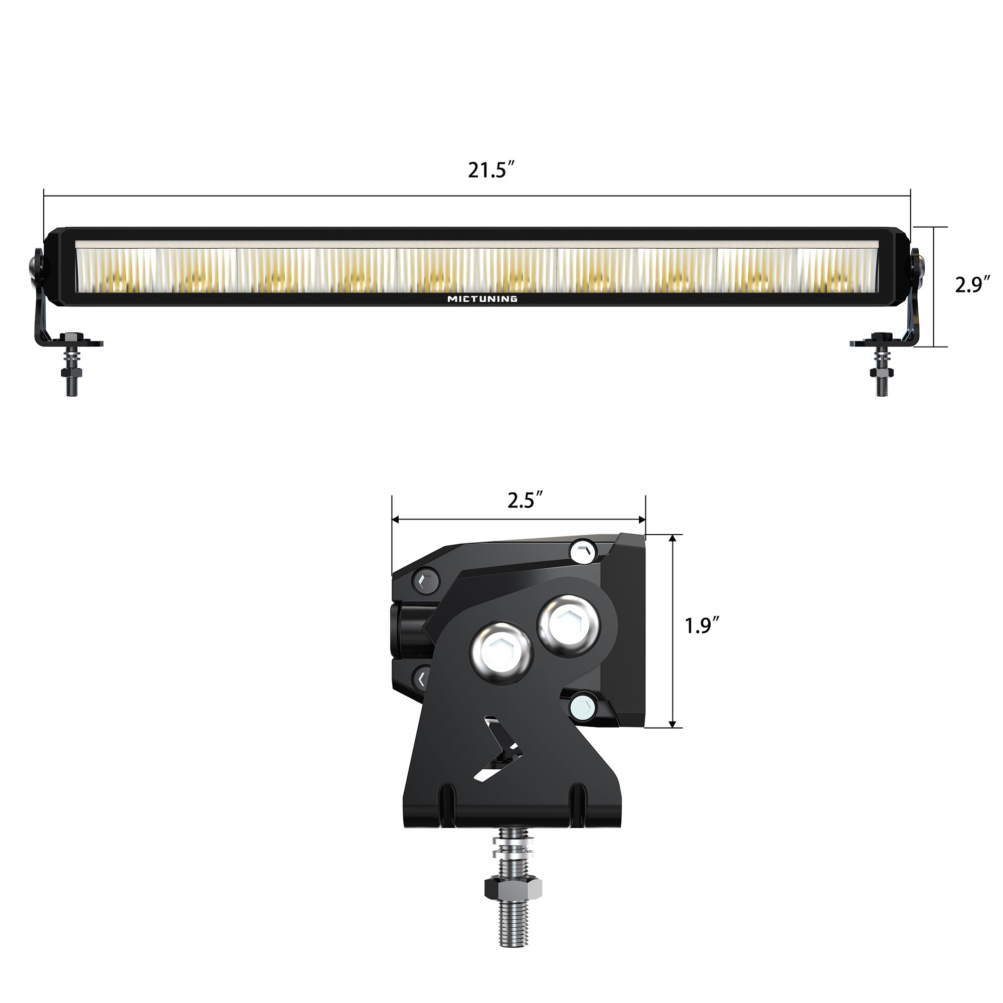 75W 22Inch Single Row LED Light Bar, Innovative Bezel-Less LED Driving Fog Light IP67 Waterproof 2 Style Mounting Brackets