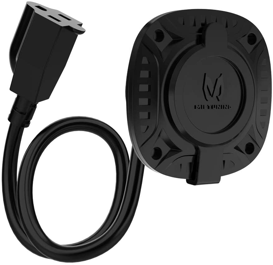 13Amp 125V AC Port Plug with 16" Integrated Heavy Duty Extension Cord and Water-resistant Cap - Black