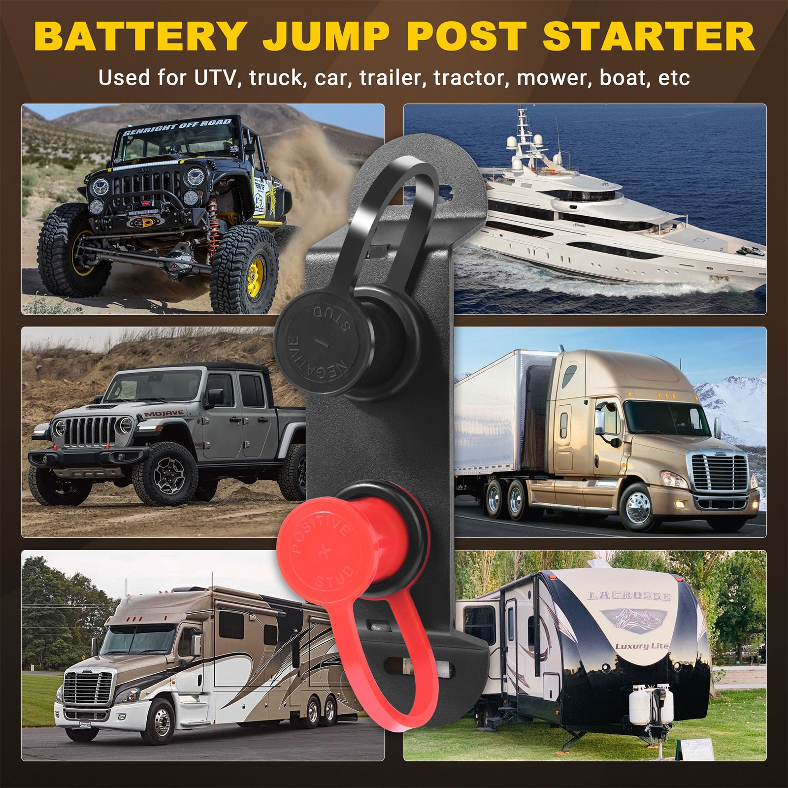 UTV Battery Jump Post Starter Jumpstart Battery Terminals Relocation Kit,  Quick & Easy Charging