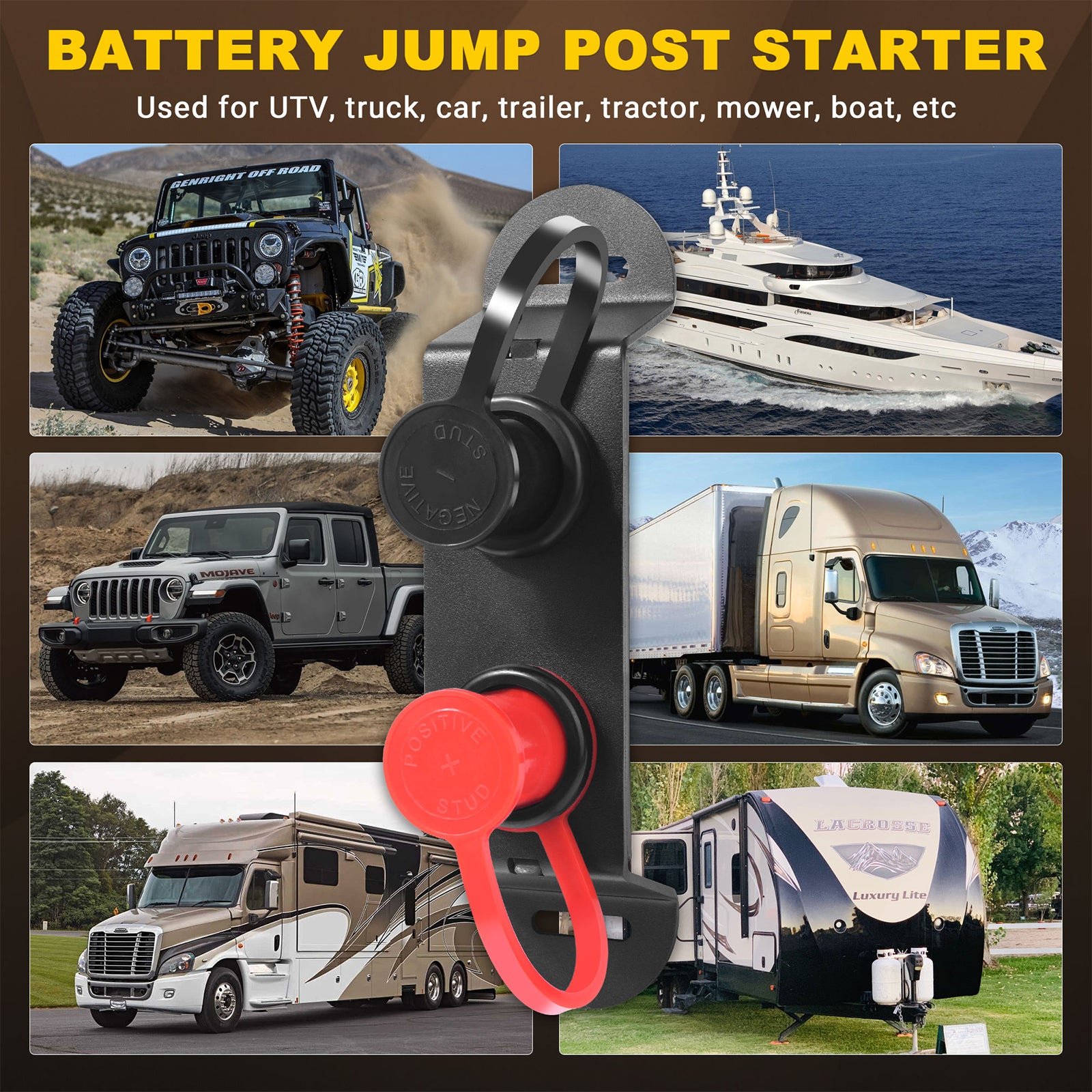 UTV Battery Jump Post Starter Jumpstart Battery Terminals Relocation Kit, Quick & Easy Charging