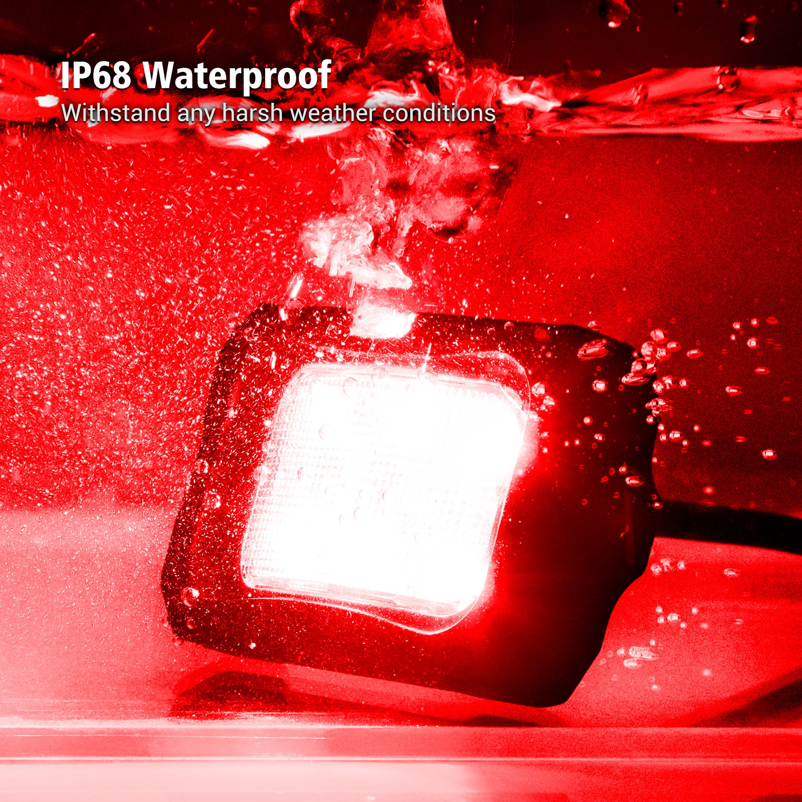 C2 Red LED Rock Lights, 4 Pods Neon Underglow Light Kits IP 68 Underbody Glow Lamp