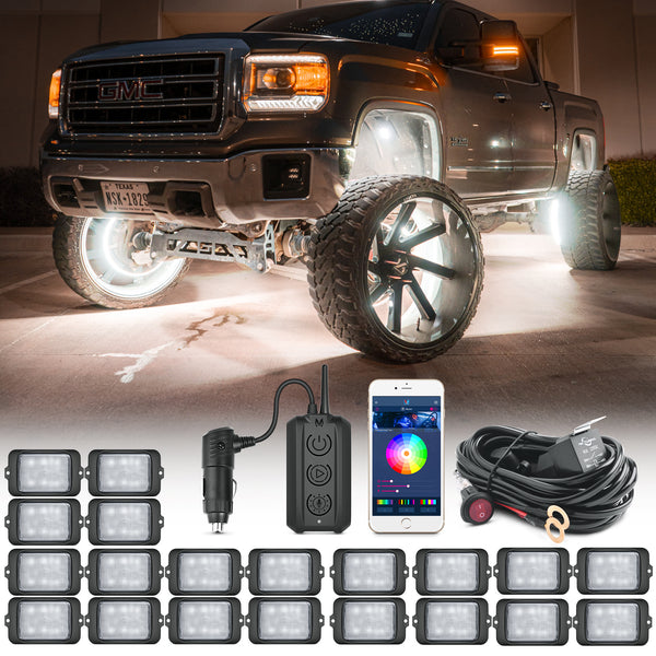 MICTUNING C3 RGBW LED Rock Lights 20 Pods Wireless Control, Multi