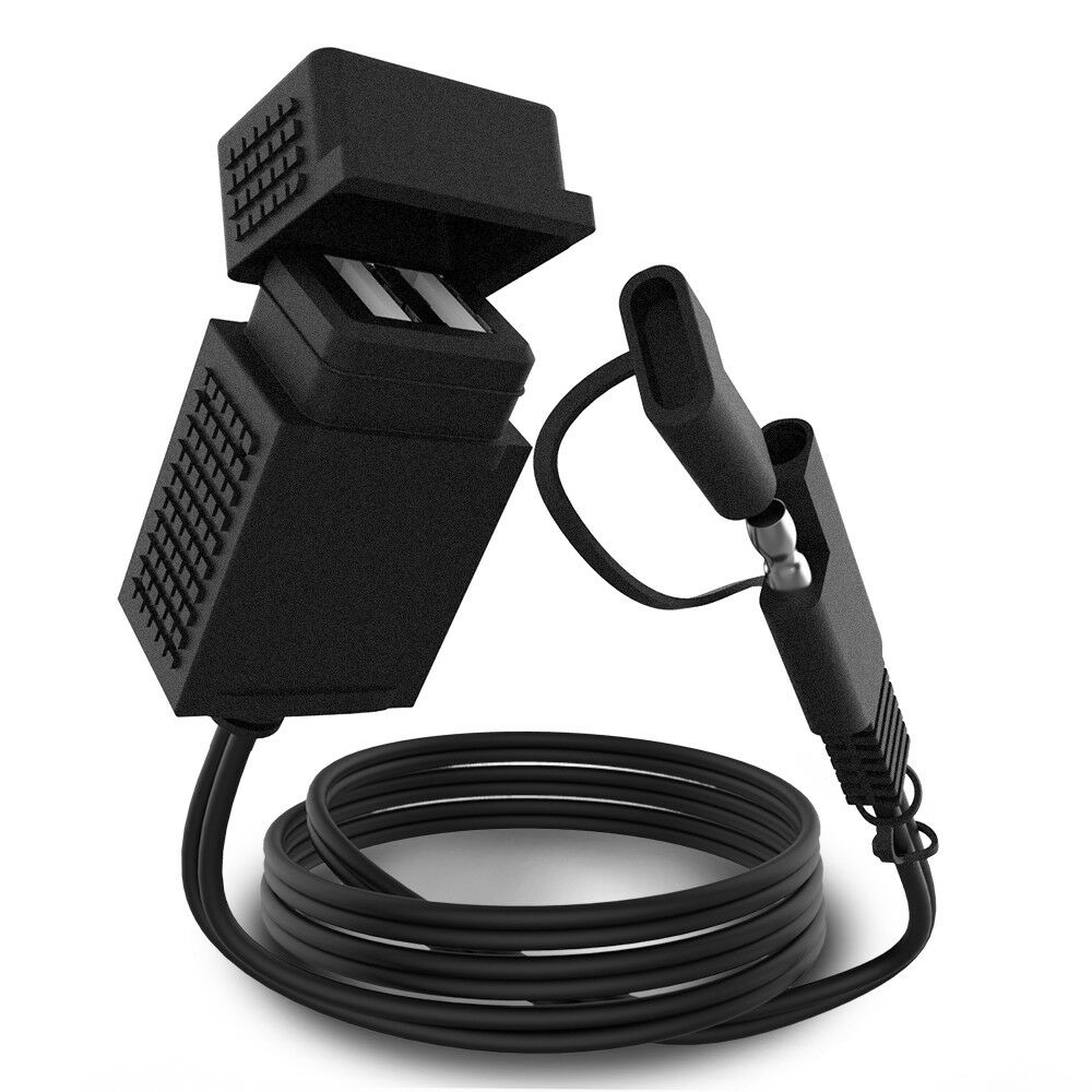 3.1A Motorcycle SAE Cable Dual USB Adapter Waterproof Charger Socket