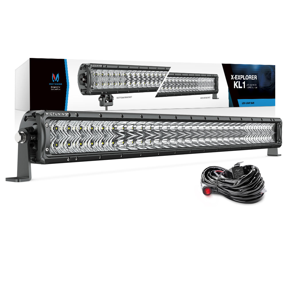 MICTUNING X-Explorer KL1 LED Light Bar - 42 Inch 240W Off Road Driving Light Combo Work Light with Wiring Harness| Side Brackets, Patent Pending