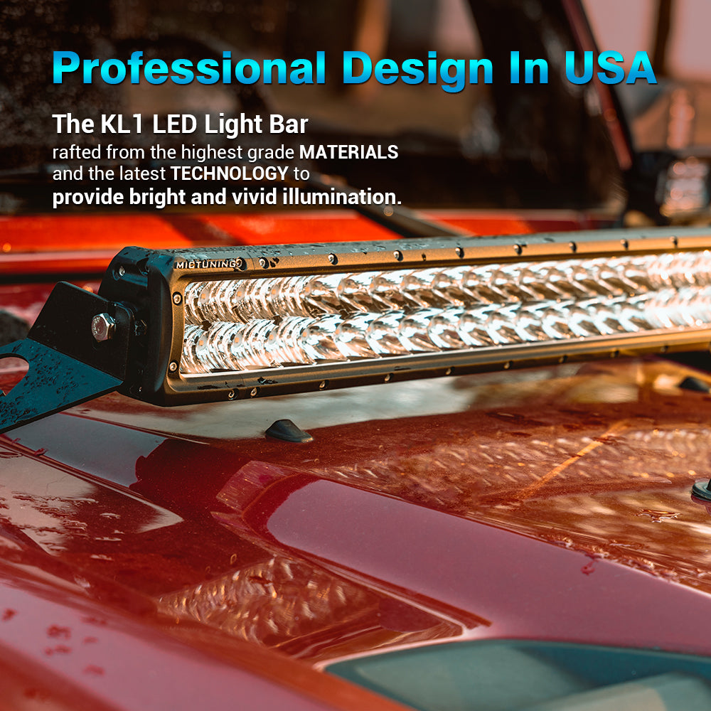 KL1 LED Light Bar - 32 Inch 180W Off Road Driving Light Combo Work Light with Wiring Harness| Side & Bottom Brackets