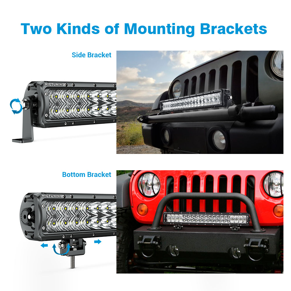 MICTUNING X-Explorer KL1 LED Light Bar - 42 Inch 240W Off Road Driving Light Combo Work Light with Wiring Harness| Side Brackets, Patent Pending