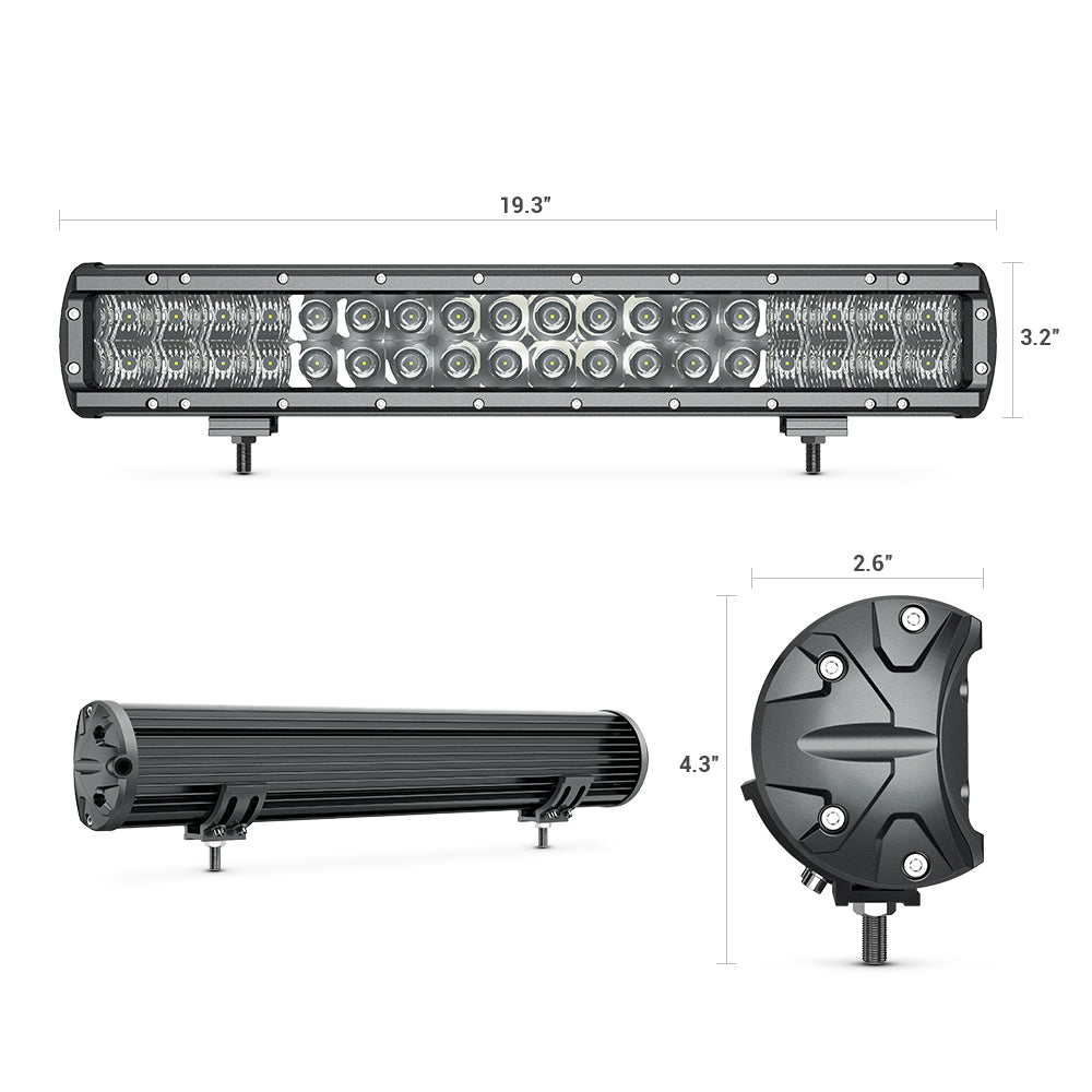 MICTUNING X-Explorer KS1 LED Light Bar - 20 Inch 108W Off Road Driving Light Combo Work Light with Wiring Harness| Bottom Brackets, Patent Pending