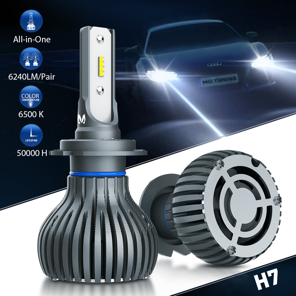 D-Lumina H7 LED Headlight Bulb Canbus Error Free 130W 12000LM 6500K, Auto  Car Lamp Lights LED Headlights Conversion Kit, Pack of 2 