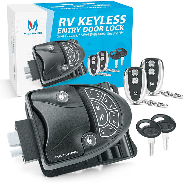 Keyless RV Entry Door Latch Digital Lock for RV Trailer Motorhome Camper Caravan, MICTUNING, Wireless Key Fob, Electronic NFC & Mechanical Key