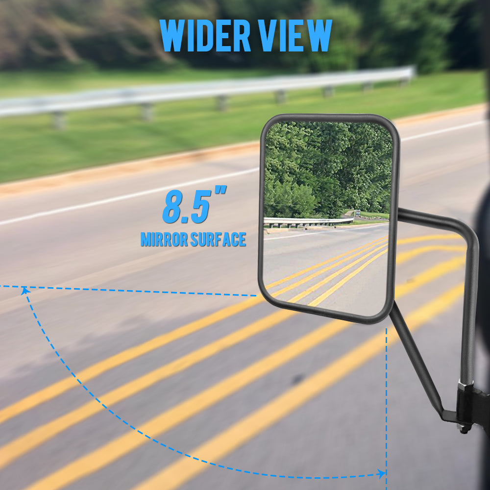 8.5" Bolt-on Door Hinge Mirror Shake-proof Off-Road Rectangular Adventure Mirror | Side Rear View Door Off Mirror Fits All 07-18 Jep